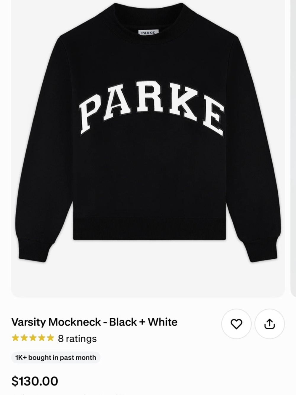 Parke Black Sweatshirt with White Arch Logo